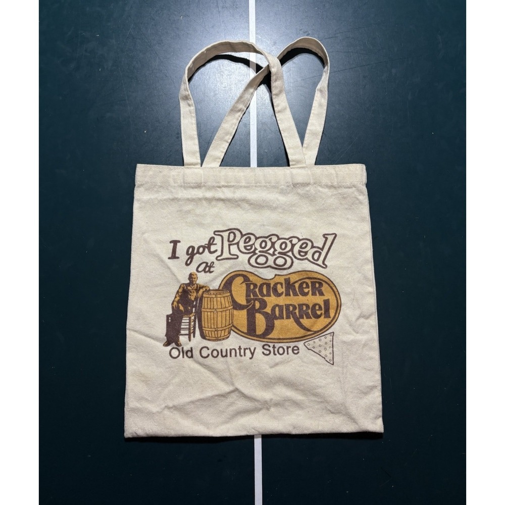 Vintage Canvas Tote Bag Funny "I Got Pegged At Cracker Barrel" Country Western